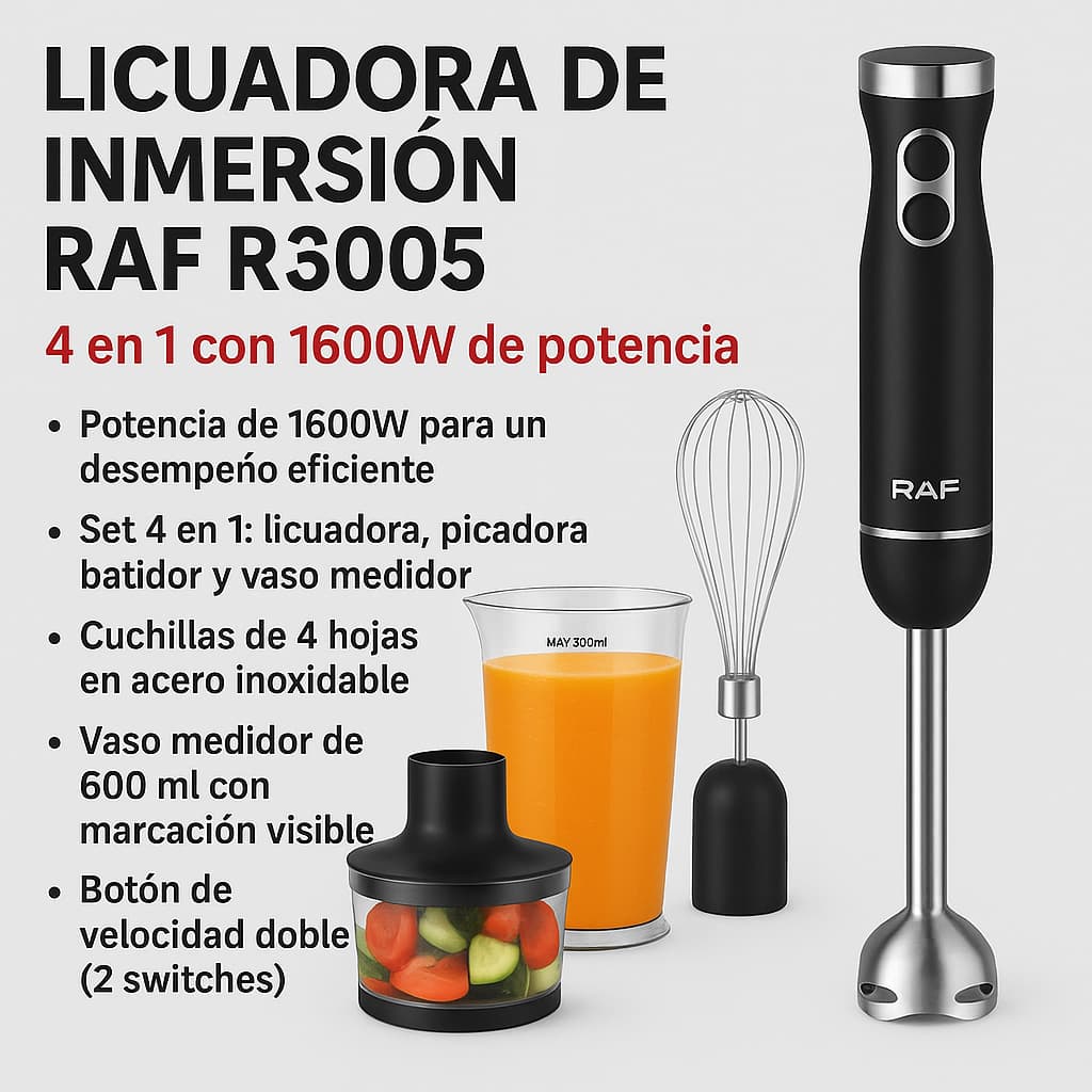 LICUADORA DE INMERSION 4 EN 1 RAF R 3005