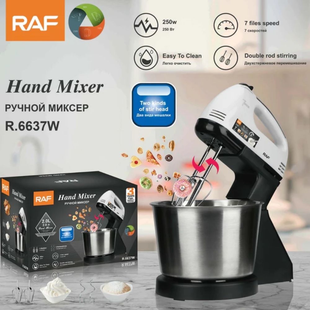 Batidora RAF R 6637 con 7 Velocidades y Bowl Inoxidable