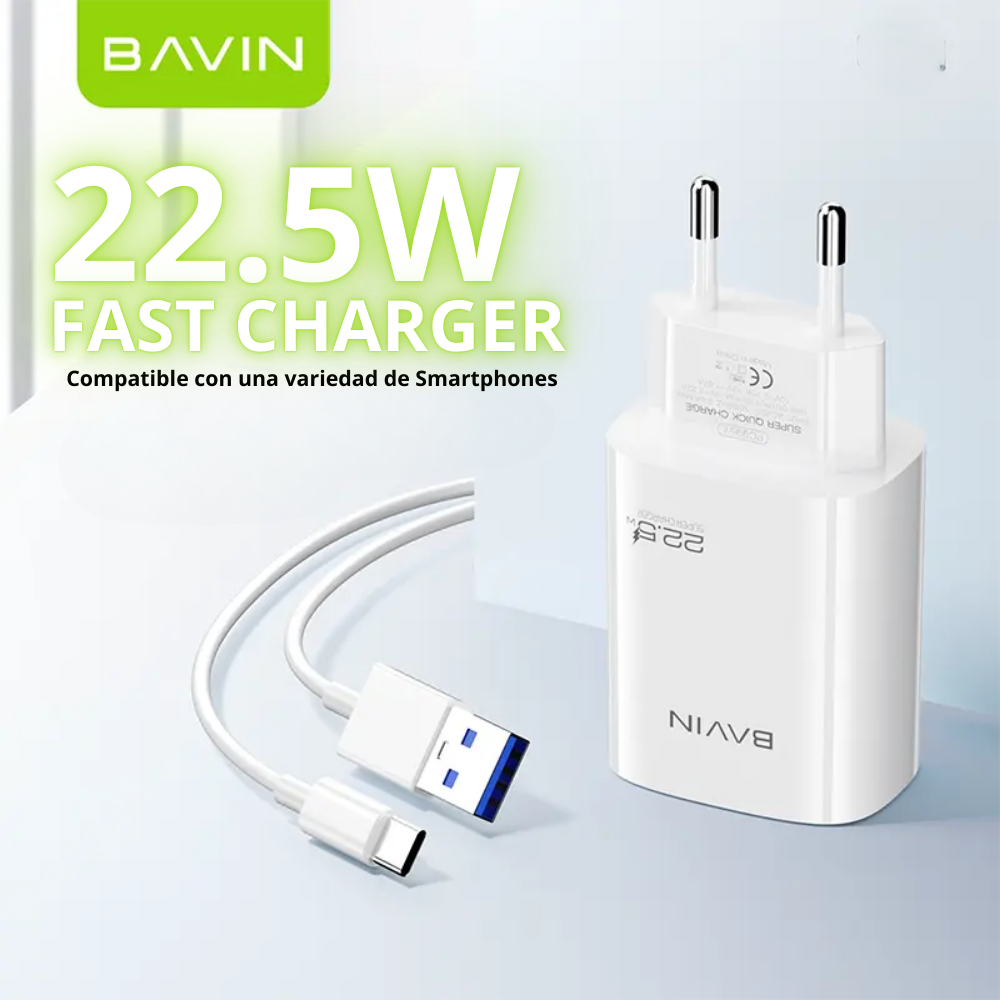 Cargador Bavin PC995Y 22.5W con Cable | USB Carga Rápida