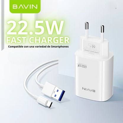 Cargador Bavin PC995Y 22.5W con Cable | USB Carga Rápida