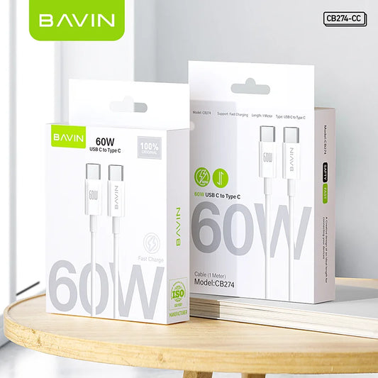 Cable BAVIN 60W USB-C a USB-C | Carga Rápida