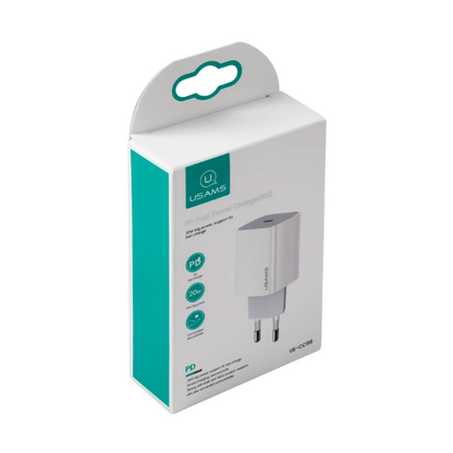 Cargador USAMS 20W USB-C | Carga Rápida PD y Diseño Portátil